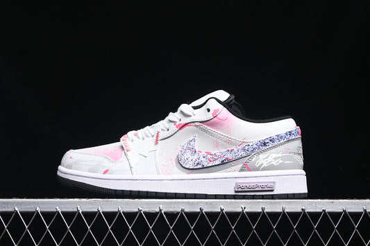 Nike Air Jordan 1 Low Black Sole Blue Pink White Sneakers