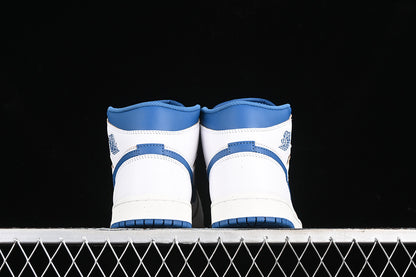 Nike Air Jordan 1 Mid Industrial Blue White Sneakers