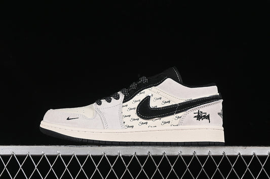 Nike Air Jordan 1 Low Black White Light Grey Sneakers