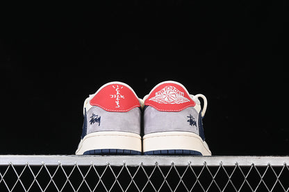 Travis Scott Fragment Design Nike Air Jordan 1 Low OG SP Navy Sole Grey White Sneakers