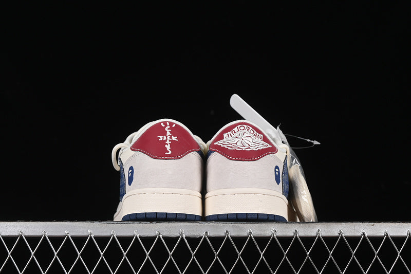 Nike Air Jordan 1 Low Travis Scott Fragment Design BAPE White Grey Blue Red Multicolour Sneakers