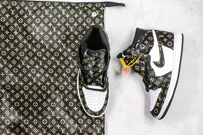 Nike Air Jordan 1 Retro LV White Black Printing Sneakers Joint Edition