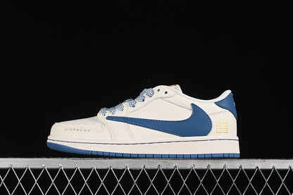 Travis Scott Fragment Design Nike Air Jordan 1 Low OG SP Blue Sole White Sneakers