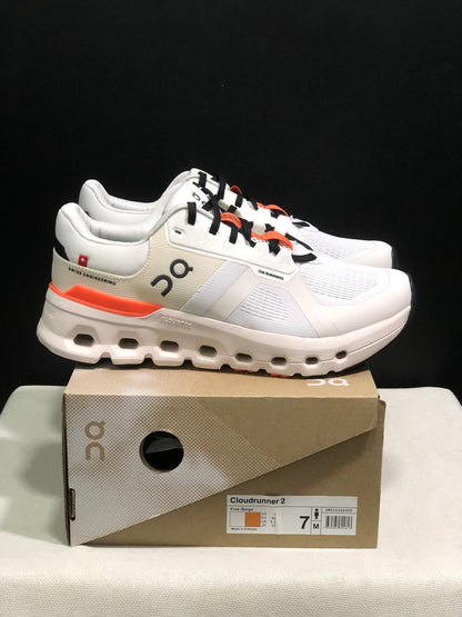 On Running Cloudrunner 2 Mesh Breathable Running Shoes White/Orange