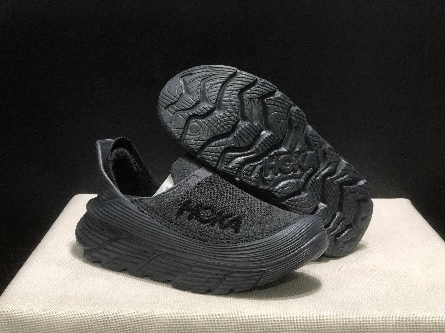 Hoka One One Restore TC Elastic Comfortable Low-top Running Shoes Sneakers Black