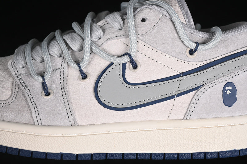 Nike Air Jordan 1 Low BAPE Blue Sole Grey White Sneakers