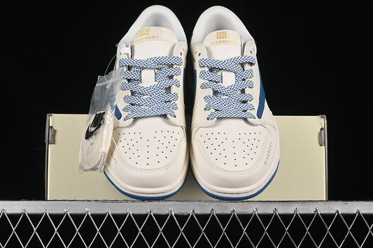 Travis Scott Fragment Design Nike Air Jordan 1 Low OG SP Blue Sole White Sneakers