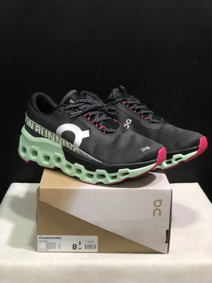On Running Cloudmonster 2 Shock-Absorbing And Breathable Running Shoes Black/Pale Green