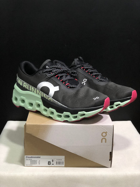 On Running Cloudmonster 2 Shock-Absorbing And Breathable Running Shoes Black/Pale Green