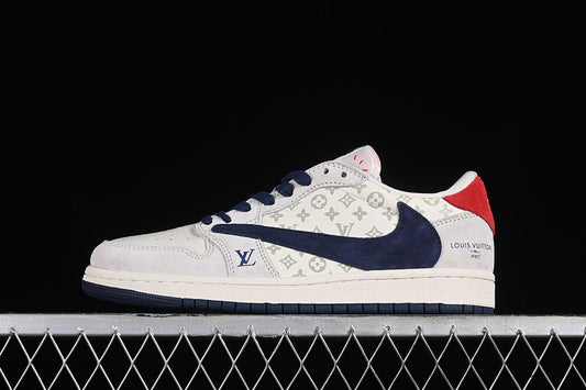 Nike Air Jordan 1 Low LV Travis Scott Fragment Design OG SP Navy Grey White Sneakers