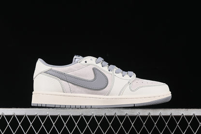 Travis Scott Fragment Design Nike Air Jordan 1 Low OG SP Grey White Sneakers