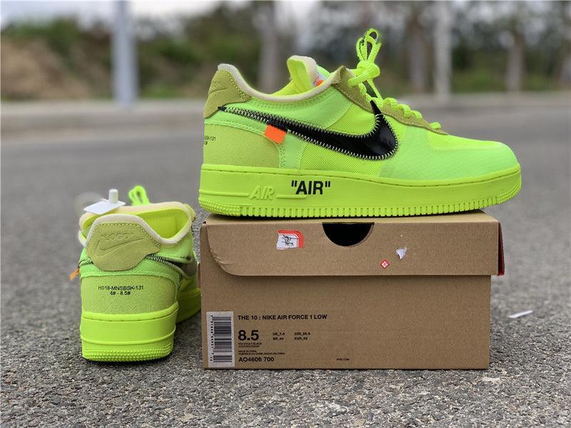 Nike Air Force 1 Low Off-White Volt Fluorescent Green Sneakers
