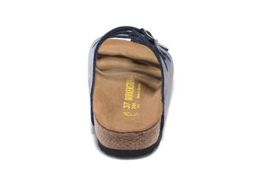 Birkenstock Florida Navy Three-Breasted Matte Leather Sandals
