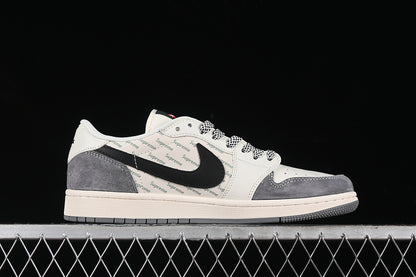 Travis Scott Fragment Design Nike Air Jordan 1 Low OG SP Black Grey White Casual Sports Shoes