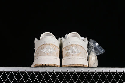 Nike Air Jordan 1 Low LV Khaki Pattern White Sneakers