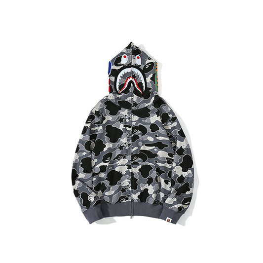A Bathing Ape BAPE Shark Head STA Star Camo Hoodie Black