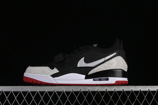 Nike Air Jordan Legacy 312 Low Black Gym Cement Grey Red Sole Sneakers