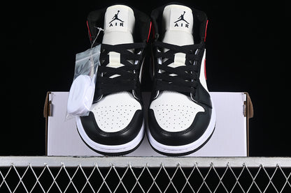 Nike Air Jordan 1 Mid Toe Sail Off Noir White Gym Red Sneakers