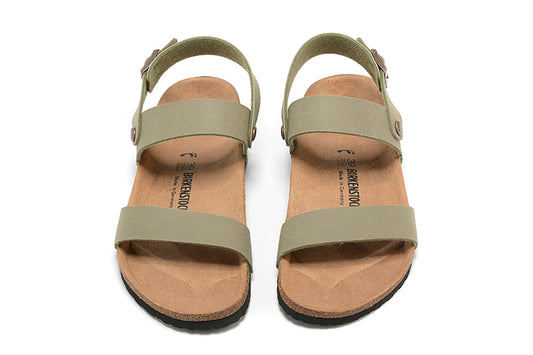 Birkenstock Grayish Green Casual Scrub Leather Strappy Sandals