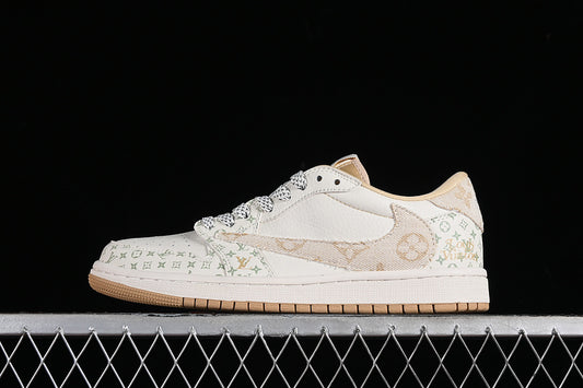 Nike Air Jordan 1 Low LV Travis Scott Fragment Design Grey Gold Sneakers