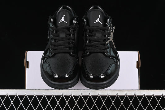 Nike Air Jordan 1 Low Metallic Silver Pure Black Sneakers