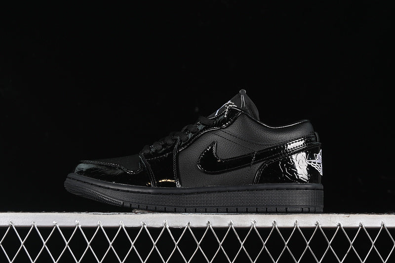 Nike Air Jordan 1 Low Metallic Silver Pure Black Sneakers