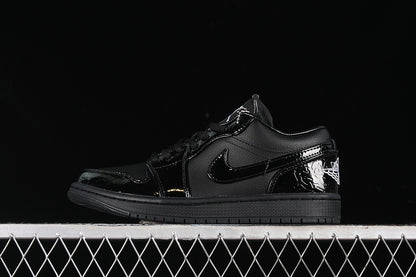 Nike Air Jordan 1 Low Metallic Silver Pure Black Sneakers