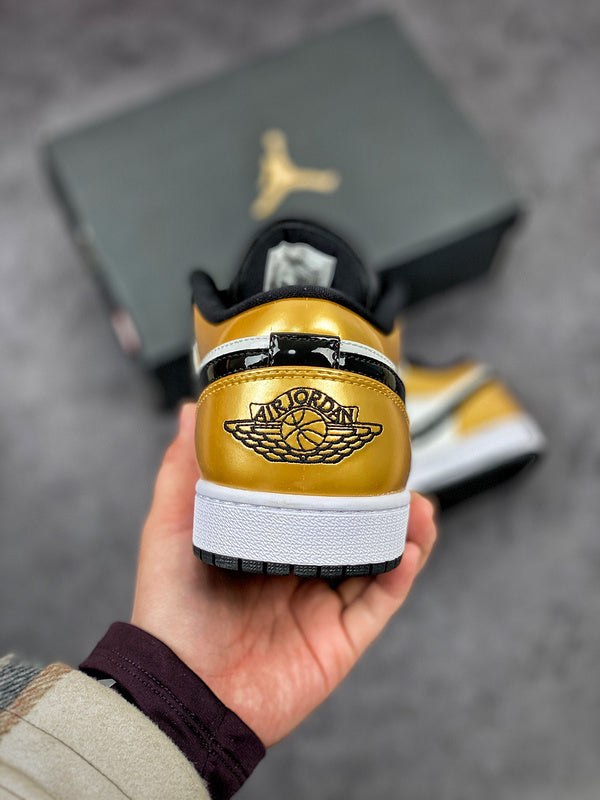 Nike Air Jordan 1 Low Gold Toe Metallic Gold Black Sneakers