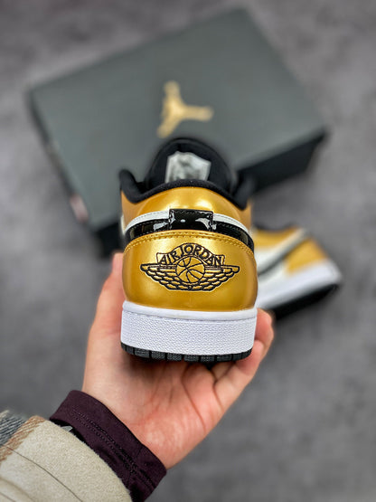 Nike Air Jordan 1 Low Gold Toe Metallic Gold Black Sneakers