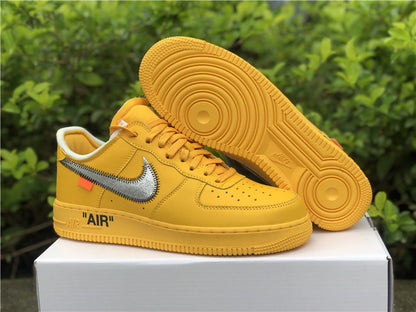 Nike Air Force 1 Low Off White ICA University Gold/Metallic Silver Sneakers