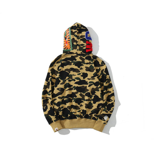 A Bathing Ape Shark Head Classic Fur Hoodie Yellow