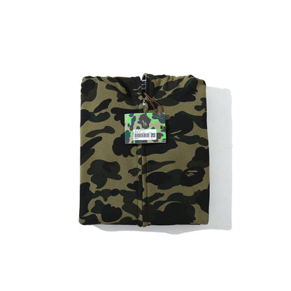 A Bathing Ape Shark Head Classic Fur Hoodie Green