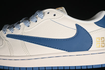 Travis Scott Fragment Design Nike Air Jordan 1 Low OG SP Blue Sole White Sneakers