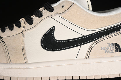 Nike Air Jordan 1 Low Black White Khaki Sneakers