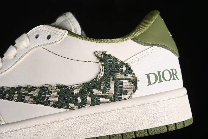 Nike Air Jordan 1 Low DIOR Off-White Travis Scott  Fragment Design White Grass Green Sneakers