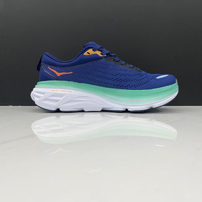 Hoka One One Bondi 8 Breathable Low-top Running Shoes Sneakers Navy/Light Green