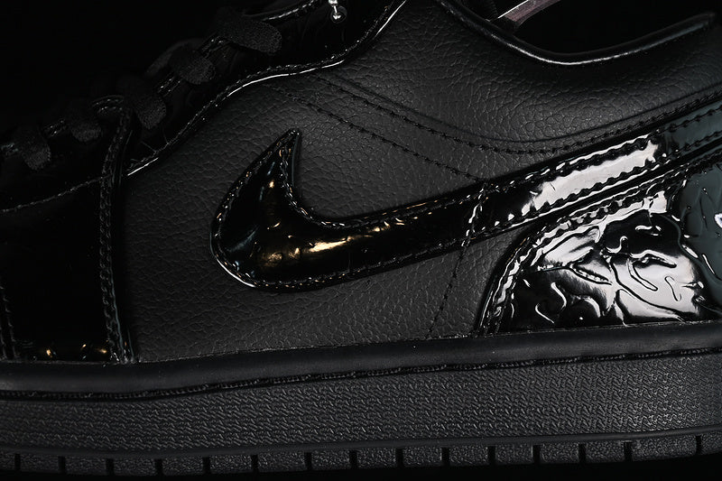Nike Air Jordan 1 Low Metallic Silver Pure Black Sneakers