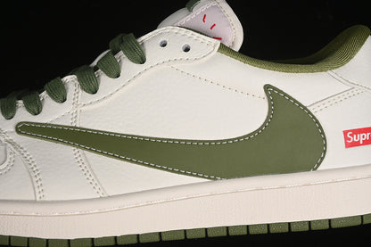 Nike Air Jordan 1 Low Off-White Travis Scott Supreme White Green Sneakers