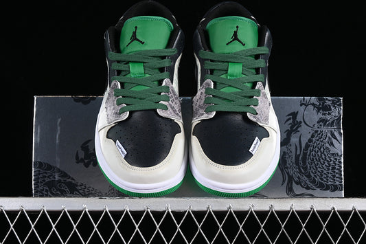Nike Air Jordan 1 Low Cny Black Lucky Green White Sneakers