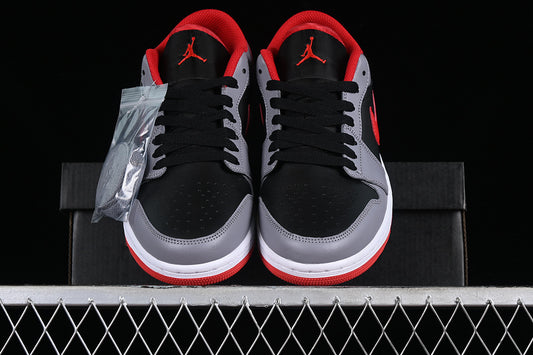 Nike Air Jordan 1 Low Black Smoke Grey Red Sneakers
