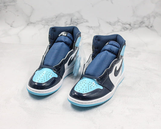 Nike Air Jordan 1 Retro High OG Blue Chill Patent Leather Sneakers