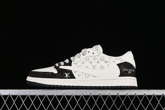 Nike Air Jordan 1 Low OG SP Travis Scott Fragment Design LV Black White Grey Gold Sneakers