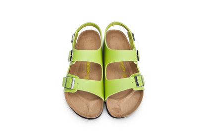 Birkenstock Two-Button Light Green Matte Leather Sandals