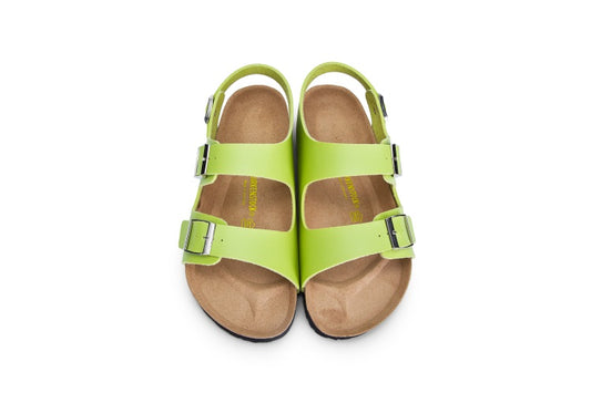Birkenstock Two-Button Light Green Matte Leather Sandals