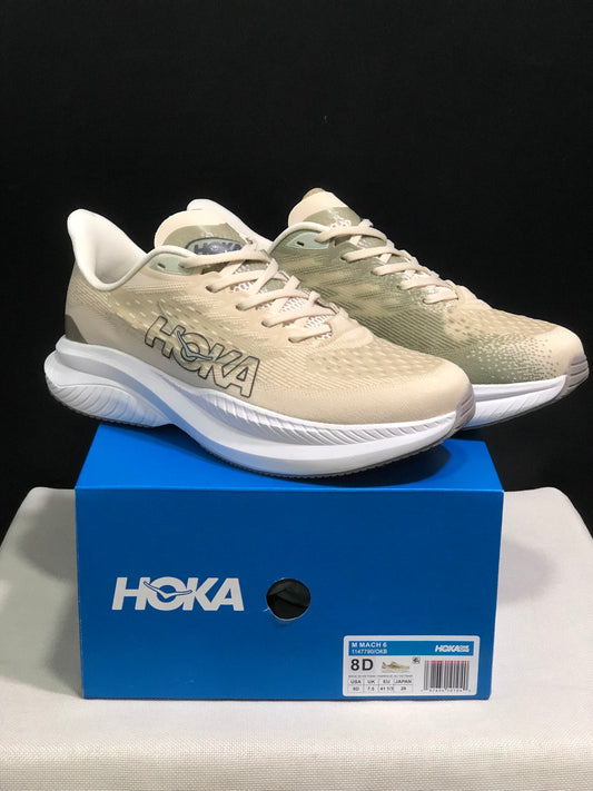 Hoka One One Mach 6 Wear-resistant Breathable Low-top Running Shoes Sneakers Beige