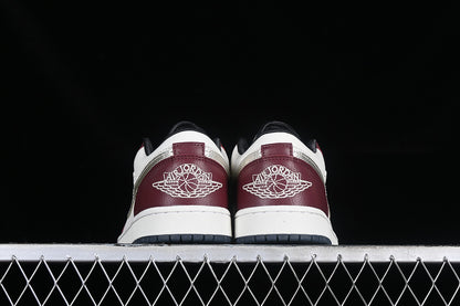 Nike Air Jordan 1 Low Metallic Silver Grain Dark Red White Sneakers
