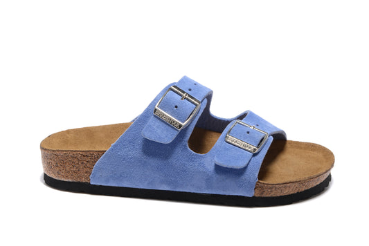 Birkenstock Arizona Sky Blue Two Buckle Suede Leather Sandal