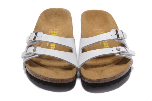 Birkenstock White Thin Belt Double Buckle Matte Leather Summer Sandals