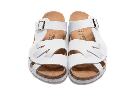 Birkenstock Single Button White Matte Leather Individuality Slippers