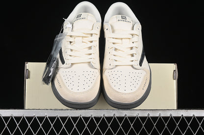 Nike Air Jordan 1 Low Givenchy Travis Scott Fragment Design OG SP Dark Grey Sole Beige White Black Sneakers